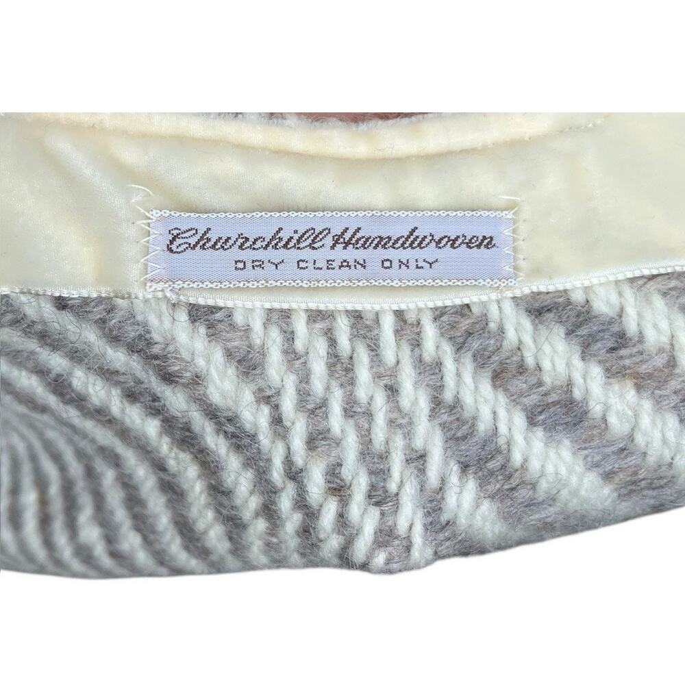 Churchill Handwoven Wool Fringe Wrap Poncho Shawl | Brown Grey *EUC* - Picture 9 of 16